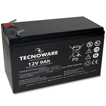 BATTERIA TECNOWARE 12V 9.0Ah FASTON 6,3MM LONG LIFE 24 MESI GARANZIA EACPE12V09ATWL