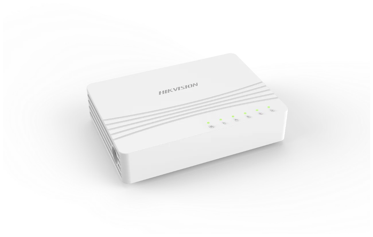 Hikvision Switch L2, Unmanaged, 4 porte Gigabit RJ45 PoE, 1 porta uplink Gigabit RJ45, Hi-PoE 60W