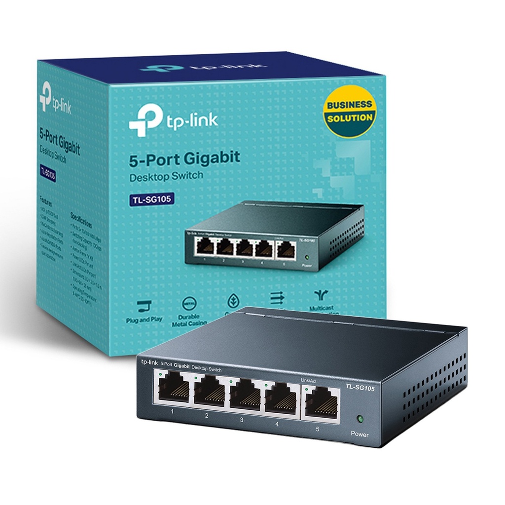 SWITCH TP-LINK TL-SG105 5P LAN METAL GIGABIT DESKTOP 10/100/1000Mbps RJ45 CASE METALLO