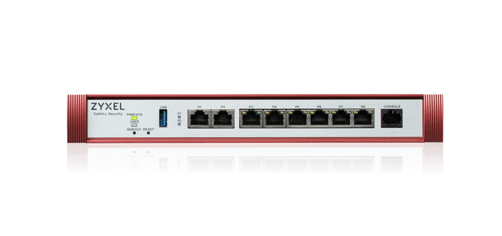 FIREWALL ZYXEL USGFlex Security Gateway 100H VPN:50IPSec/L2TP, 25 SSL WAN, 8xLAN, Deskt Fanless, +1Y Security Pack fino a25 uten