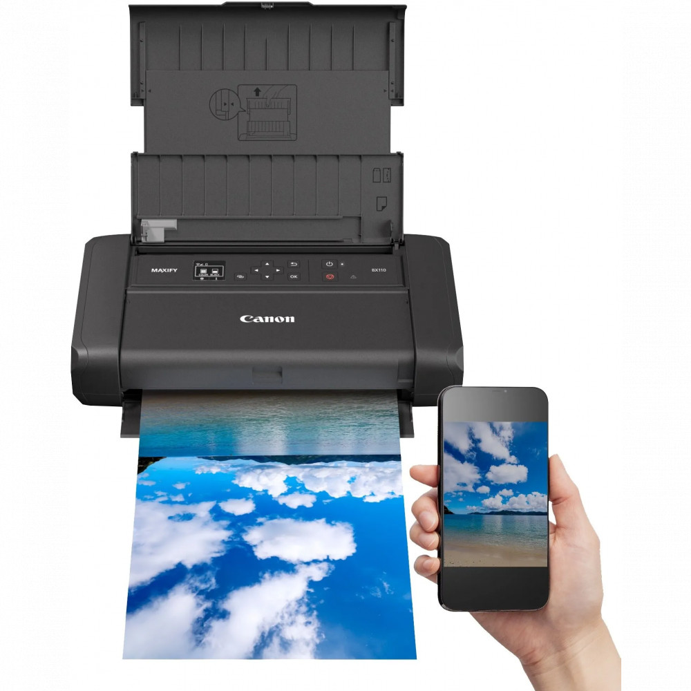 STAMPANTE CANON PORTATILE MAXIFY BX110 con batteria A4 5 ink 9/5.5ipm WiFi USB charge 7069C026