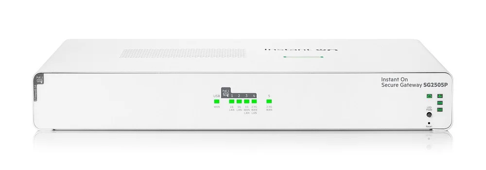 HPE Networking Instant On Secure Gateway 5-port SmartRate 2.5G PoE+ 64W SG2505P