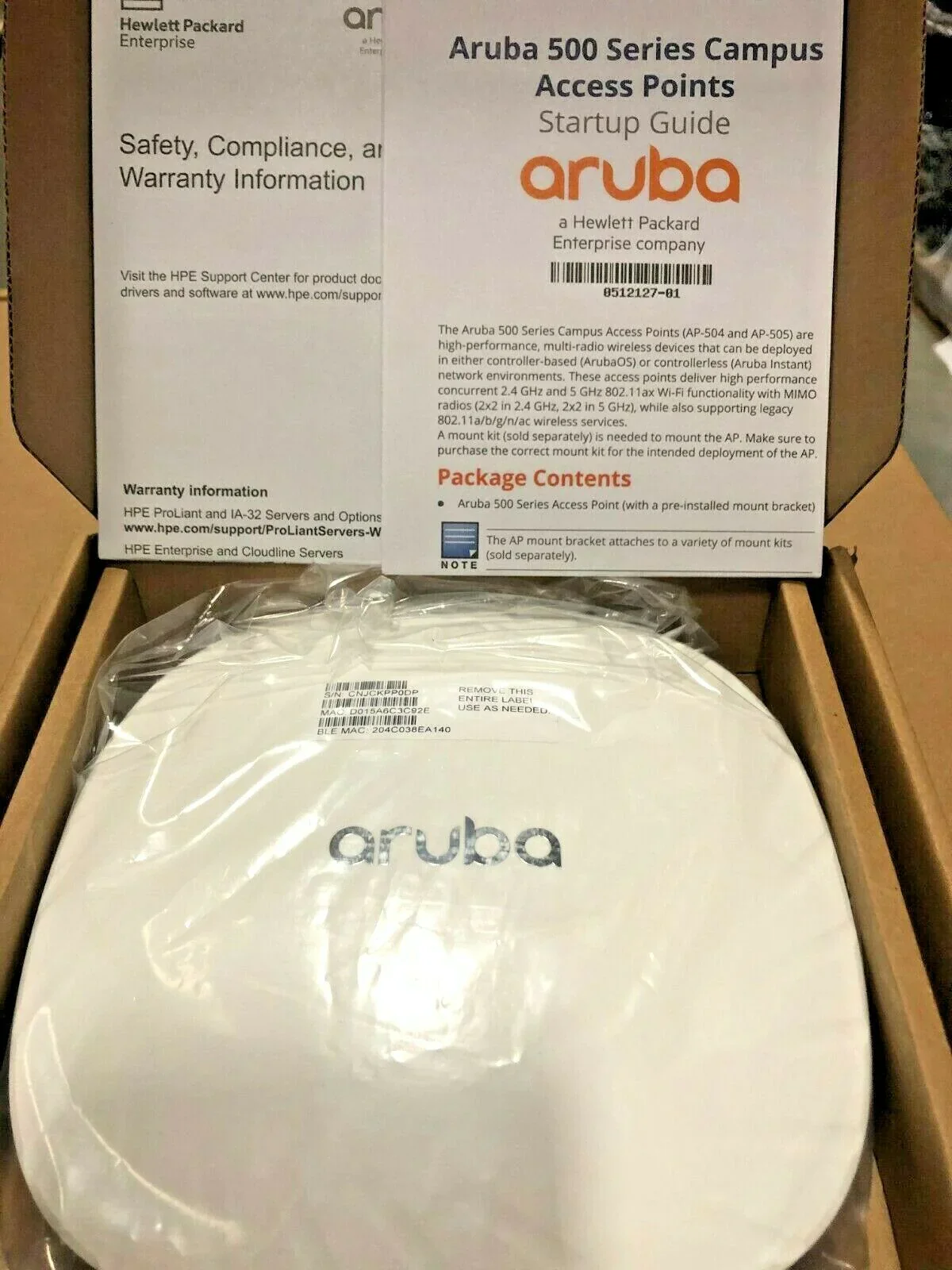 Aruba AP-505 (RW) Dual Radio 2x2:2 802.11ax Internal Antennas Unified Campus AP - R2H28A