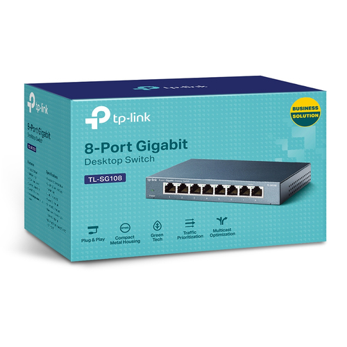 SWITCH TP-LINK TL-SG108E 8P LAN EASY SMART GIGABIT 10/100/1000Mbps RJ45 IGMP SNOOPING,MTU/PORT/TAG-BASED VLAN QOS
