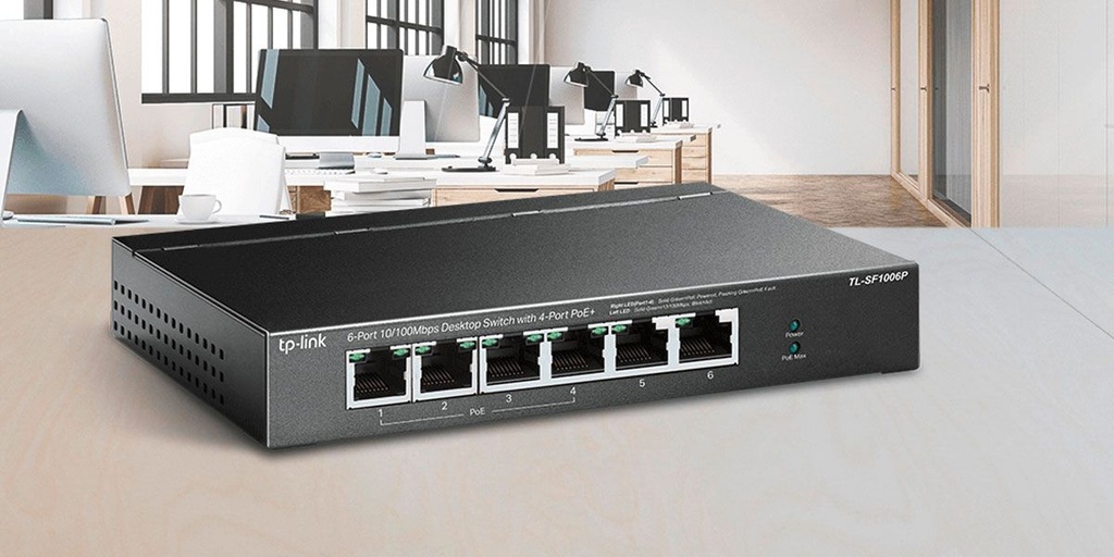 SWITCH TP-LINK TL-SF1006P 6P LAN 10/100M di cui 4 PoE+ (fino a 67W) Trasmissione dati e alimentazione fino a 250 m