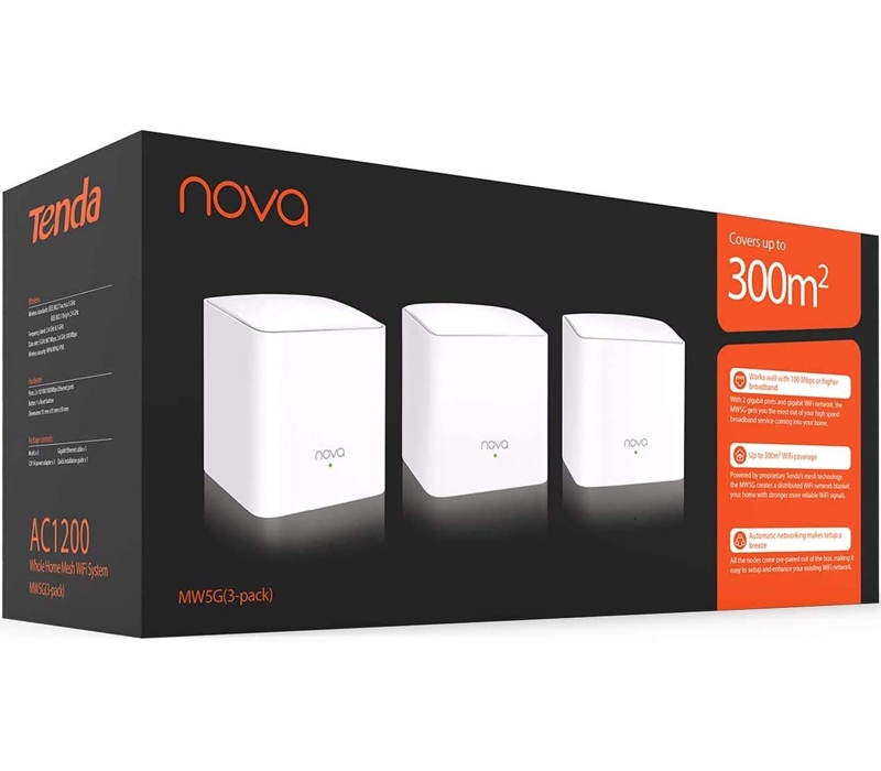 ROUTER TENDA NOVA EX12-2 2PACK AX3000 Whole Home Mesh Wi-Fi 6 System-160MHz Bandwidth,1.7GHz Quad-Core CPU,RAM 256MB DDR3