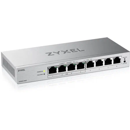 SWITCH ZYXEL GS1200-8HP v3 SMART MANAGED 8P Gigabit(4P PoE fino a 60W ) Easy Management xVLAN,QoS design senza ventole Desktop