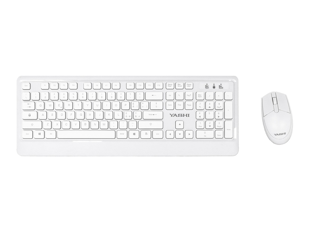 Yashi Exclusive Multimedia Keyboard & Mouse Wireless KIT White US - MY538