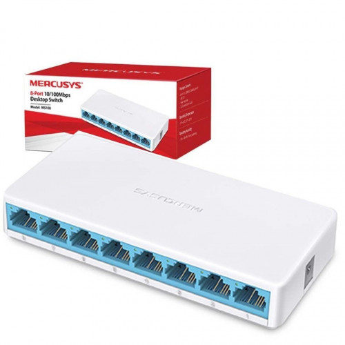 SWITCH MERCUSYS MS108 8P LAN MINI DESKTOP 10/100M RJ45 CASE PLASTICA