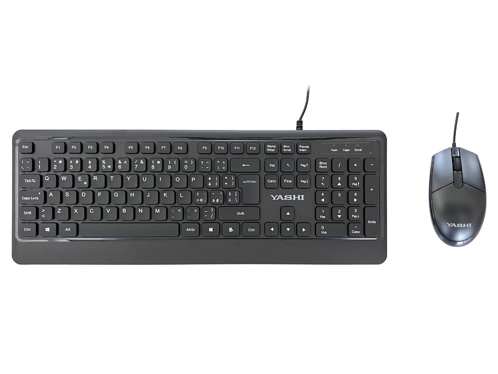 Yashi Professional Multimedia Soft Keyboard & Mouse USB KIT - Black - ITA/ENG MY541