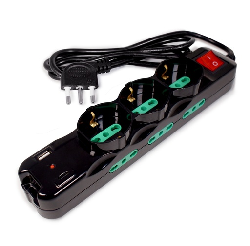 [COM-22884] MULTIPRESA TECNOWARE 9 POSTI Salvaspazio: 3POSTI Schuko/Italia bipas10/16A+6POSTI TIPO Italia10/16A+1P USB-A 1P USB-C FMP9IIGUSB