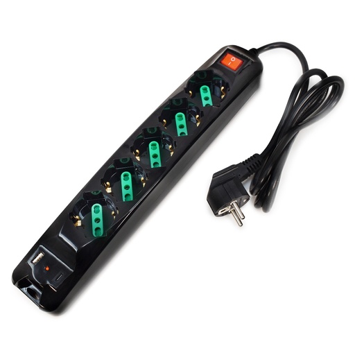[COM-22686] MULTIPRESA TECNOWARE 5 POSTI inclinati 45Â° Tipo Schuko/Italia 10/16A+1P USB A 1P USB-C FMP5GIGUSB
