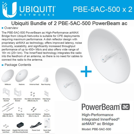 [COM-38652] BR-500AC (EU/UK) Wireless Bridge Enterprise Wireless: IEEE 802.11 a/b/g/n/+ac (2,4 Ghz and 5 Ghz up to 1,6Gbit/s) Wired