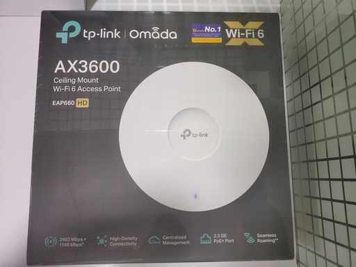 [COM-44984] ACCESS POINT WIRELESS TP-LINK EAP660 HD AX3600 GIGABIT DUAL BAND WIFI 6 1P 2.5Gbps RJ45, MU-MIMO,8ANT.INT Compatib con OMADA SDN