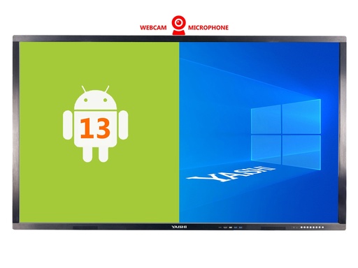[COM-YA3467] MONITOR INTERATTIVO TOUCH YASHI 75" LY7517 LCD 4K TYPE-C 4GB RAM ANDROID 13, staffa a muro inclusa + Webcam 48mp integrata ^