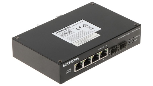 [COM-64023] SWITCH HIKVISION L2, Unmanaged, 4 10/100M RJ45 PoE ports, 2 10/100M RJ45 uplink ports, 802.3af/at/bt, port 1 support Hi-PoE 60w