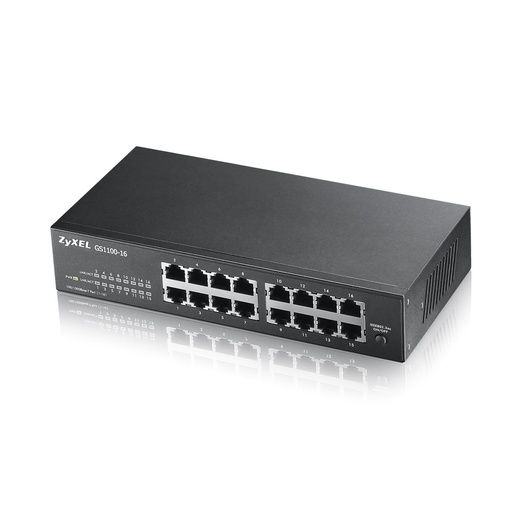 [COM-66578] Switch Unmanaged con DIP Switch, 16 porte Gigabit, design senza ventole, Slim Desktop - GS-1100-16ES